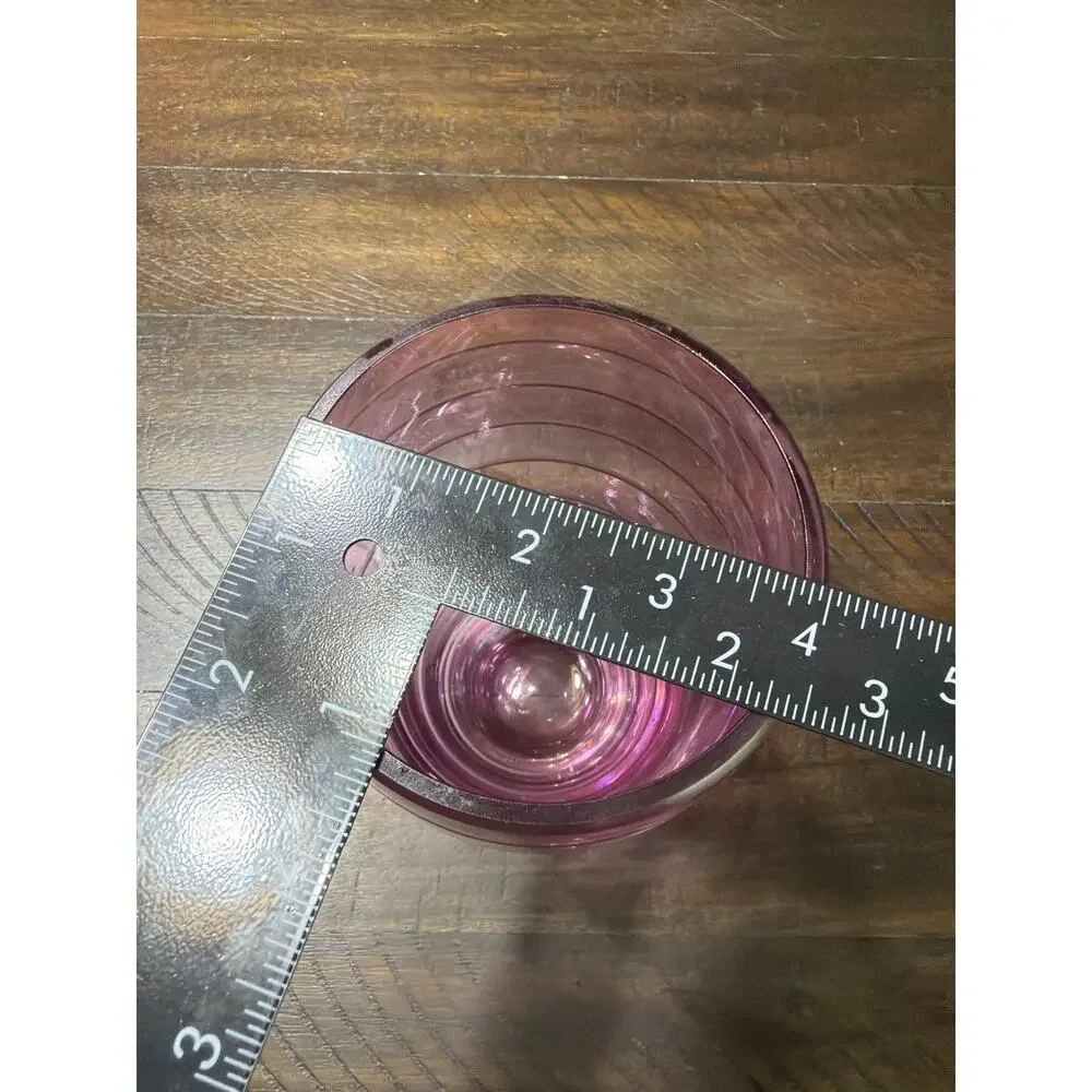 Rose Pink Glass Large Vase Etched Pink Stripes Bands 8